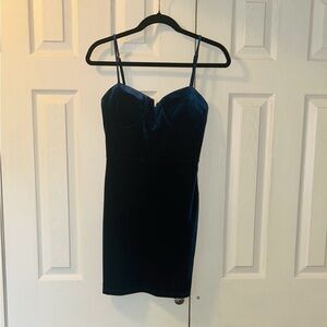 Lulus Elegant Navy Blue Velvet Dress